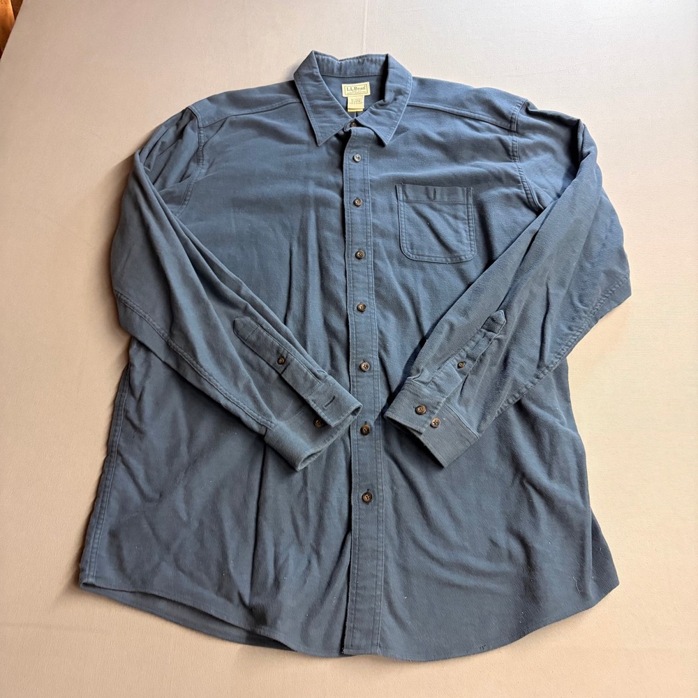 LL Bean Mens XL Tall Blue Cotton Button Down Shirt Long Sleeve 0 JWV8 Pocket